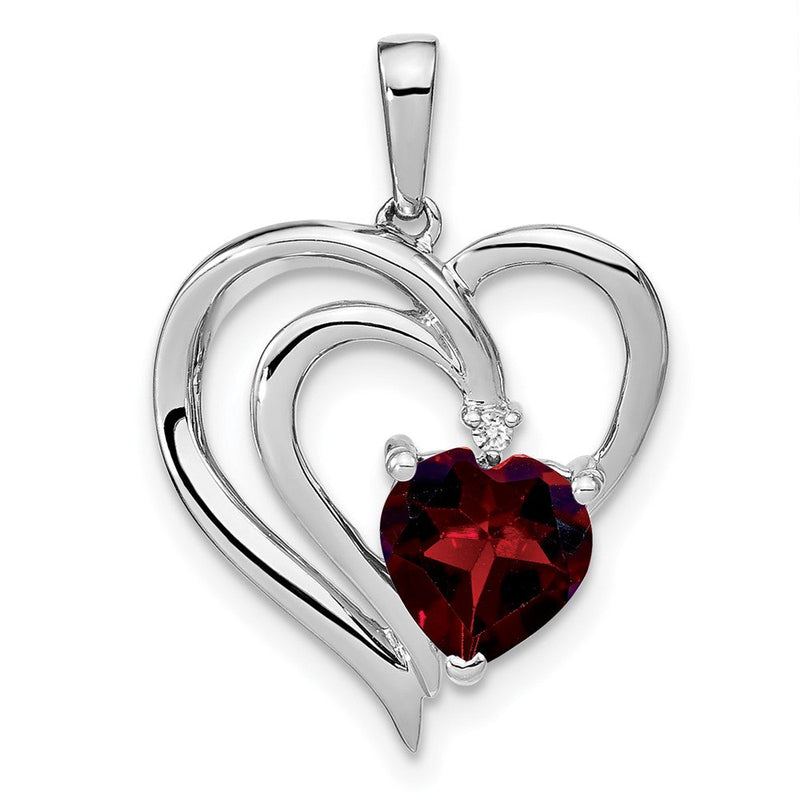 Sterling Silber Granat- und Echt-Diamant-Anhänger