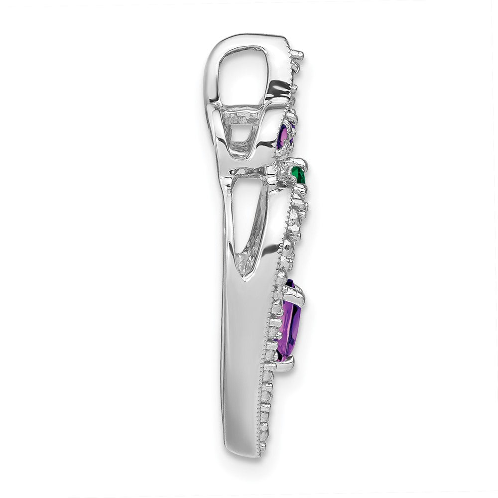 Sterlingsilber Rhodiniert Amethyst/created Smaragd Anhänger
