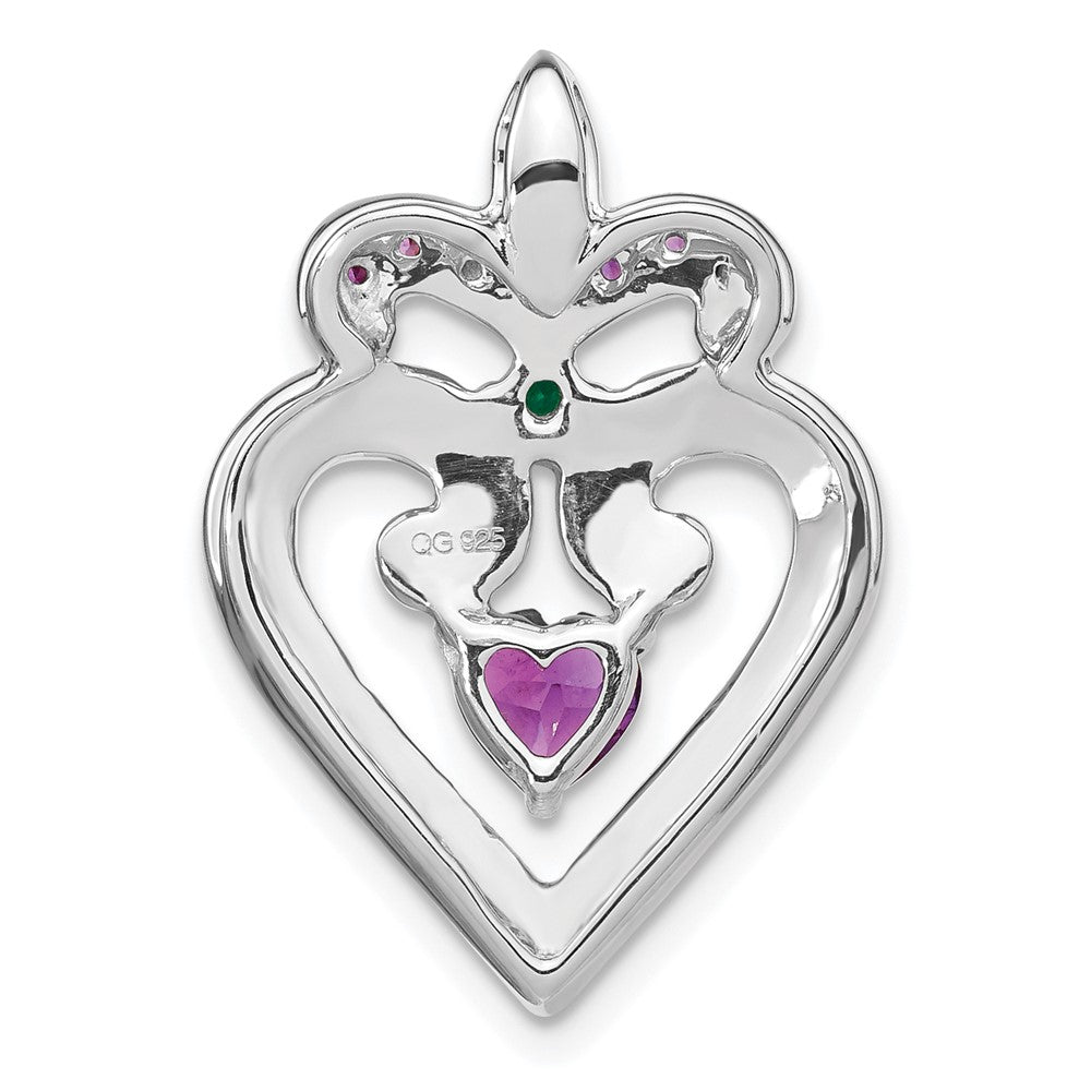 Sterlingsilber Rhodiniert Amethyst/created Smaragd Anhänger
