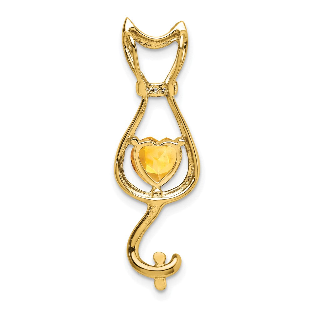 10K Gelbgold-Katzenanhänger mit Citrin und echtem Diamant