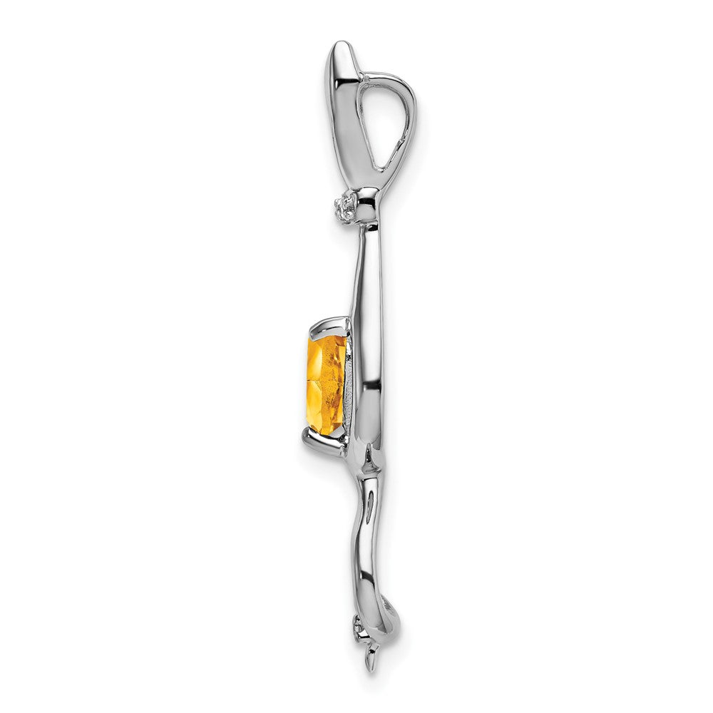 14K Weißgold Citrin- und Echt-Diamant-Katzenanhänger