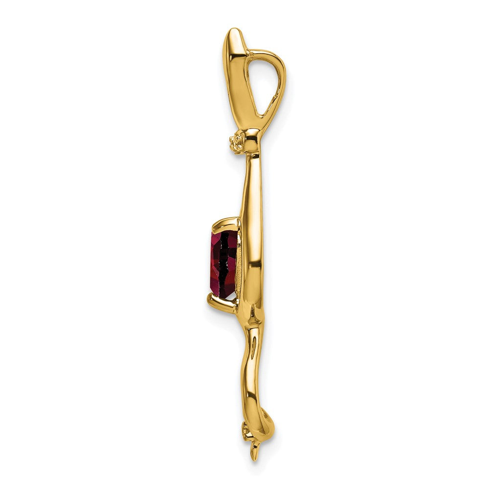 10 Karat Gelbgold Anhänger mit Granat und echtem Diamant, Katze