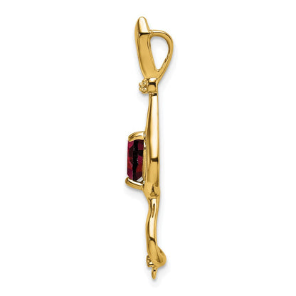 10 Karat Gelbgold Anhänger mit Granat und echtem Diamant, Katze