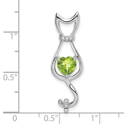 14K Weißgold Katzen-Anhänger mit Peridot und echten Diamanten