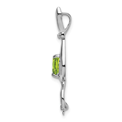 14K Weißgold Anhänger Katze mit Peridot und echten Diamanten