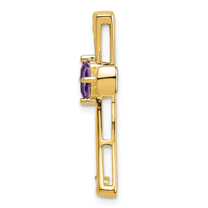 10 Karat Gelbgold Kreuzanhänger mit Amethyst und echten Diamanten