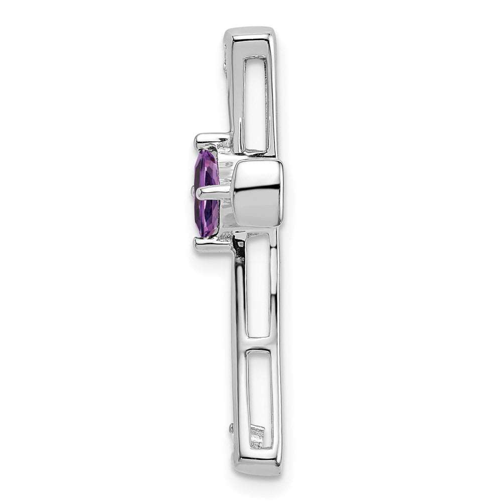 14K Weißgold Amethyst und Echt Diamant Kreuz Kette Anhänger
