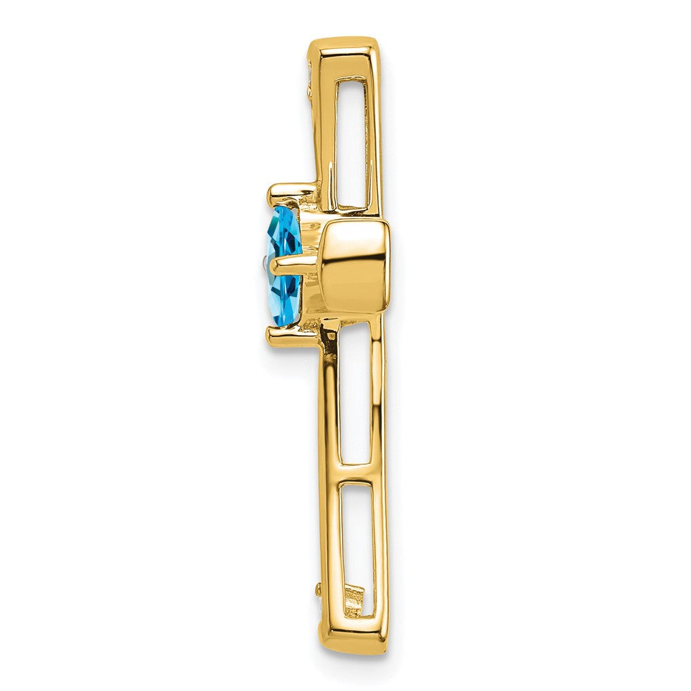 10K Gelbgold Kreuz-Anhänger mit blauem Topas und echtem Diamant