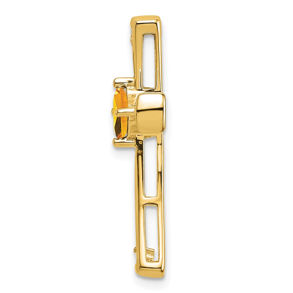 14K Gelbgold Citrin und Echt Diamant Kreuz Kette Anhänger