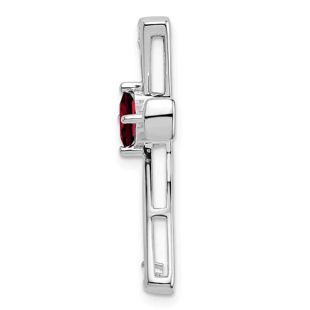 14K Weißgold Granat und Echt Diamant Kreuz Kette Anhänger