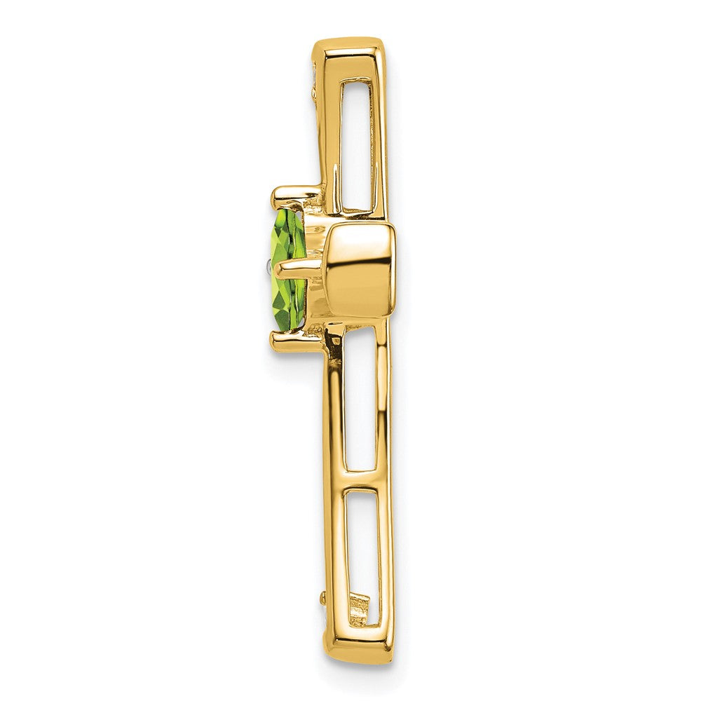 10K Gelbgold Kreuzanhänger mit Peridot und echten Diamanten