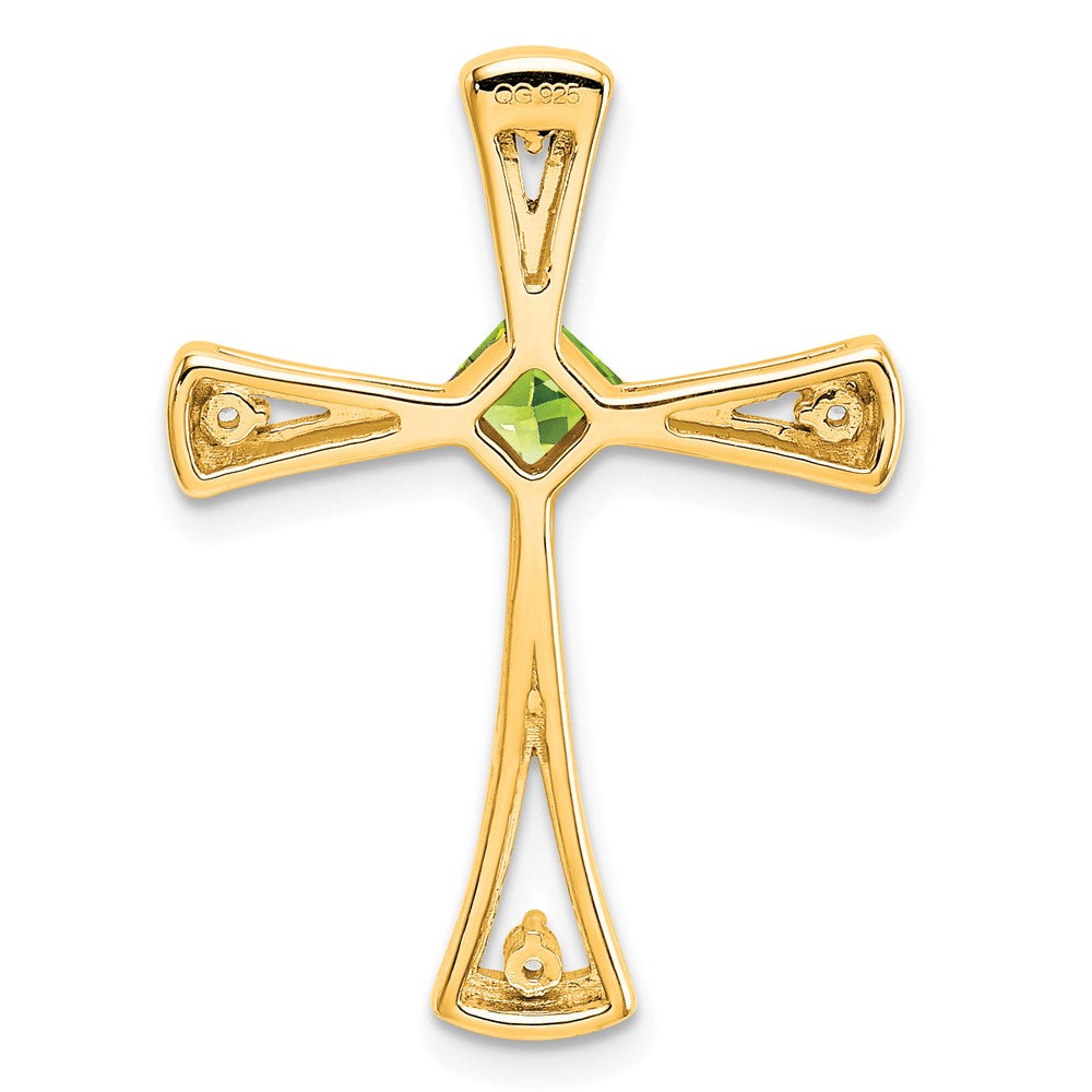10K Gelbgold Kreuzanhänger mit Peridot und echten Diamanten