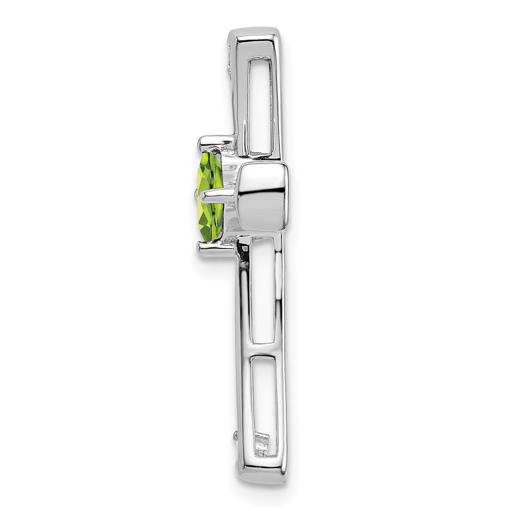 14K Weißgold Peridot und Echt Diamant Kreuz Kette Anhänger