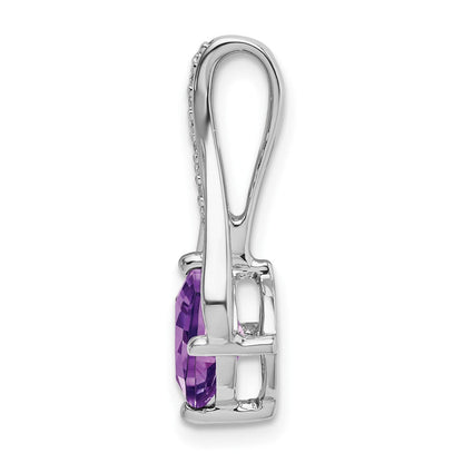 14K Weißgold Amethyst- und Echtdiamant-Anhänger
