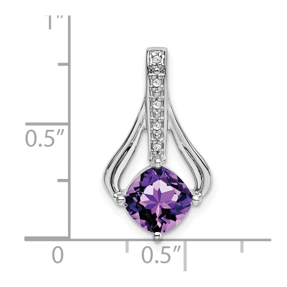 14K Weißgold Amethyst- und Echtdiamant-Anhänger