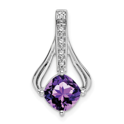 14K Weißgold Amethyst- und Echtdiamant-Anhänger