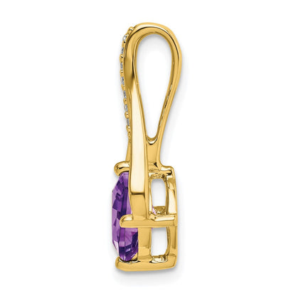 14K Gelbgold Anhänger mit Amethyst und echten Diamanten