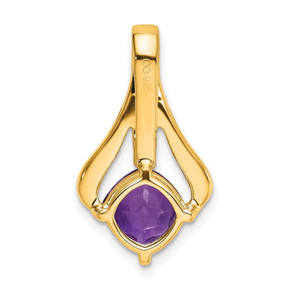 14K Gelbgold Anhänger mit Amethyst und echten Diamanten