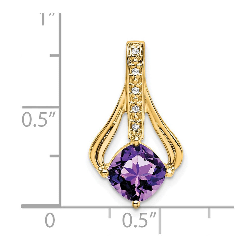 14K Gelbgold Anhänger mit Amethyst und echten Diamanten