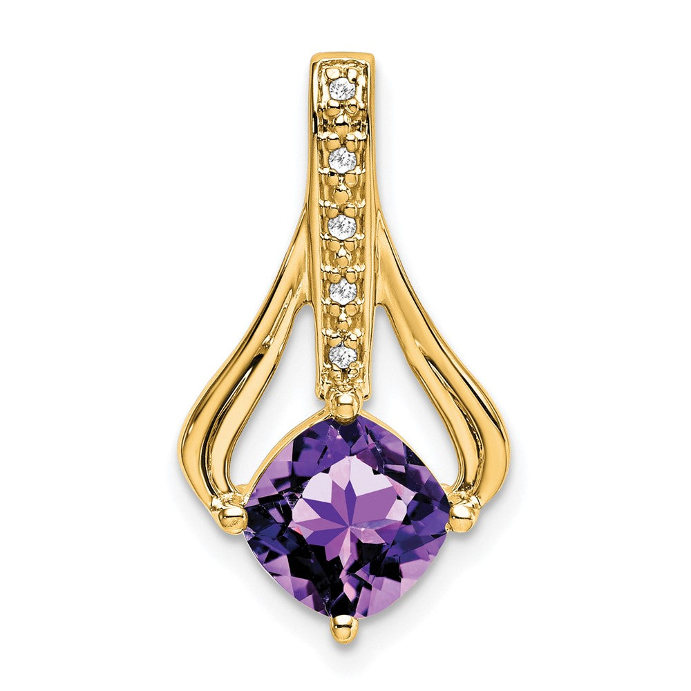 14K Gelbgold Anhänger mit Amethyst und echten Diamanten