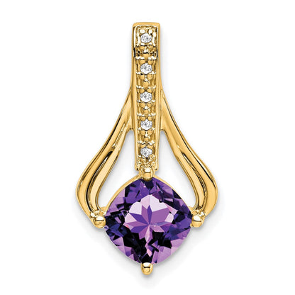 14K Gelbgold Anhänger mit Amethyst und echten Diamanten