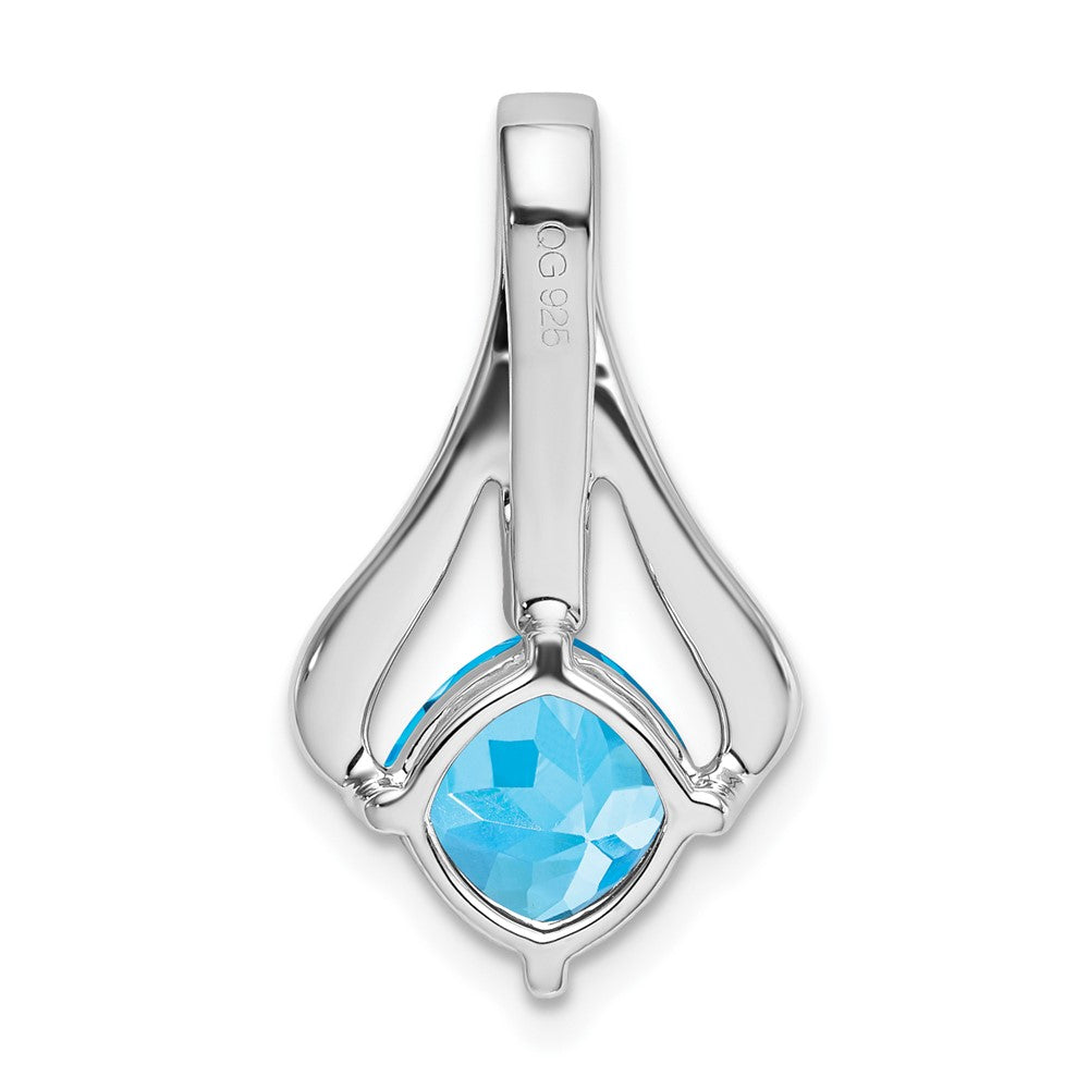 14K Weißgold Anhänger mit Blautopas und echten Diamanten
