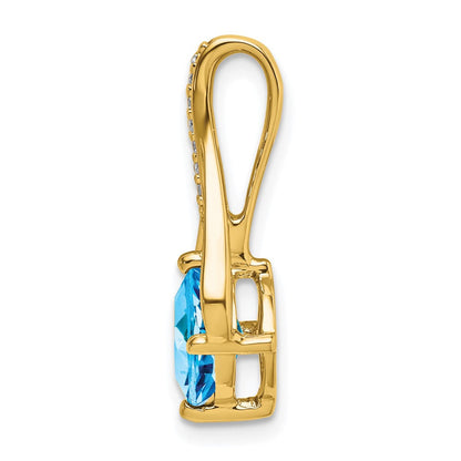 14K Gelbgold Anhänger mit blauem Topas und echten Diamanten