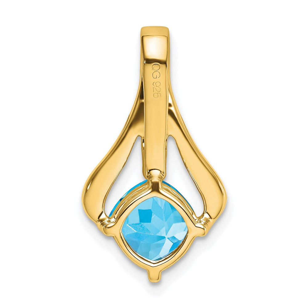 14K Gelbgold Anhänger mit blauem Topas und echten Diamanten