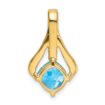 14K Gelbgold Anhänger mit blauem Topas und echten Diamanten