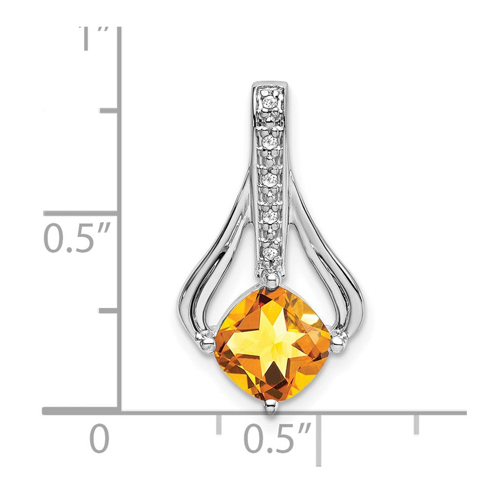 14K Weißgold Citrin- und Echtdiamant-Anhänger