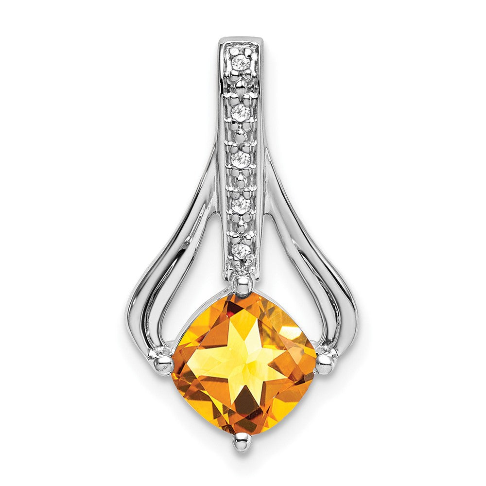 14K Weißgold Citrin- und Echtdiamant-Anhänger