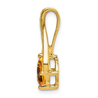 14K Gelbgold Anhänger mit Citrin und echten Diamanten