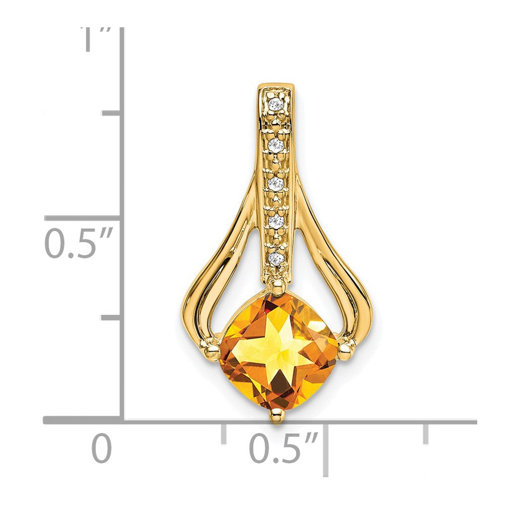 14K Gelbgold Anhänger mit Citrin und echten Diamanten