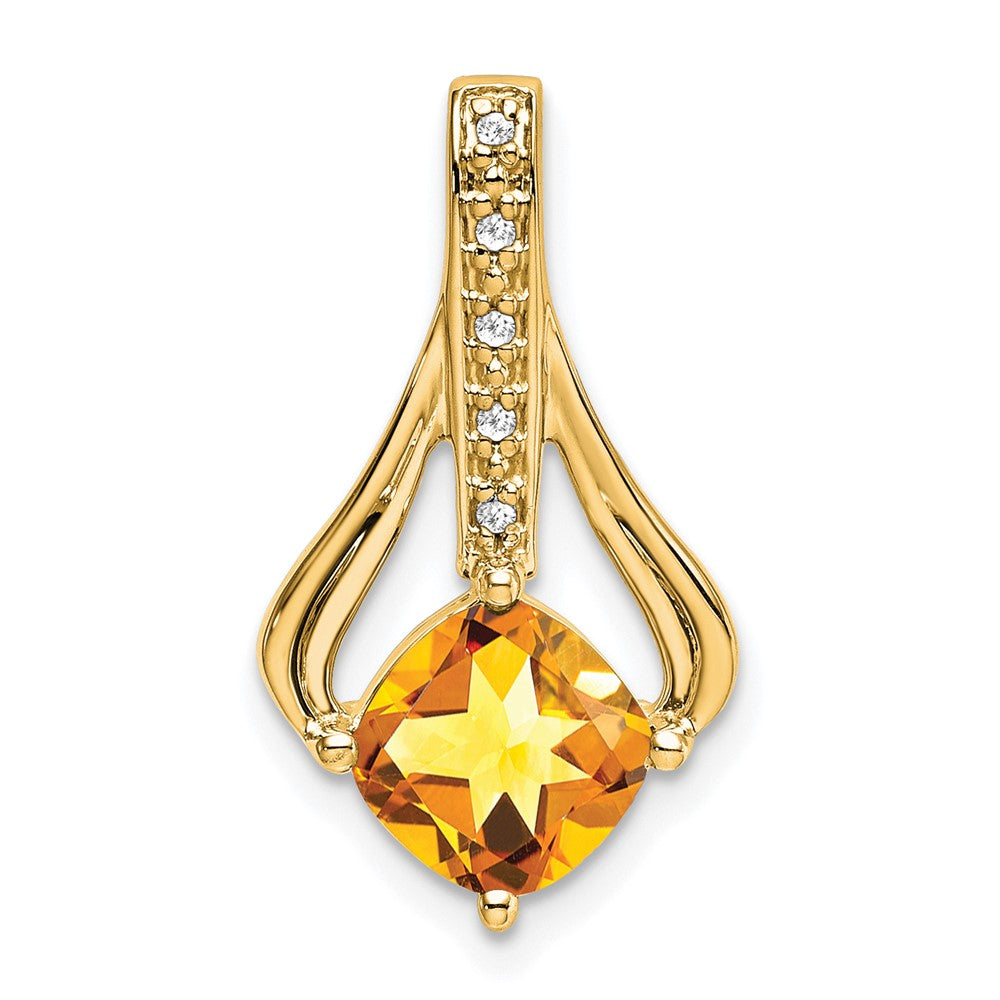 14K Gelbgold Anhänger mit Citrin und echten Diamanten
