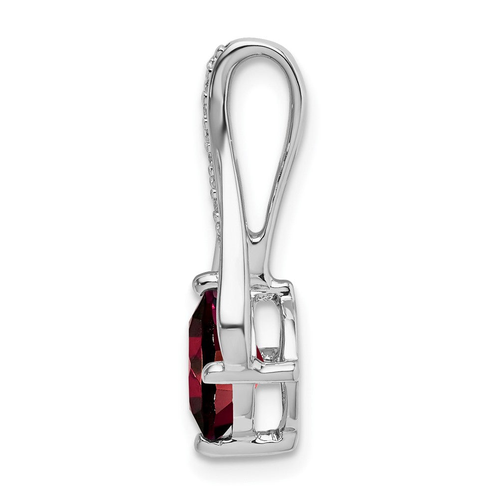 14K Weißgold Anhänger mit Granat und echtem Diamant