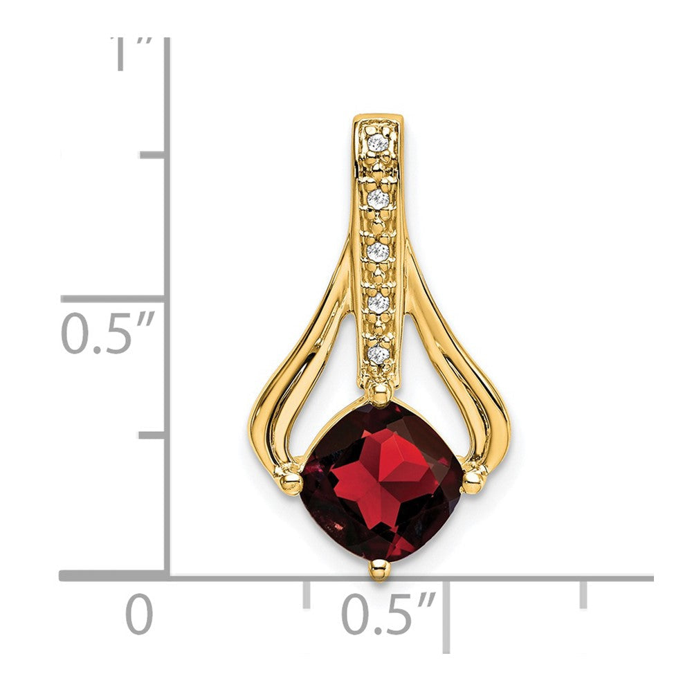 14K Gelbgold Anhänger mit Granat und echten Diamanten