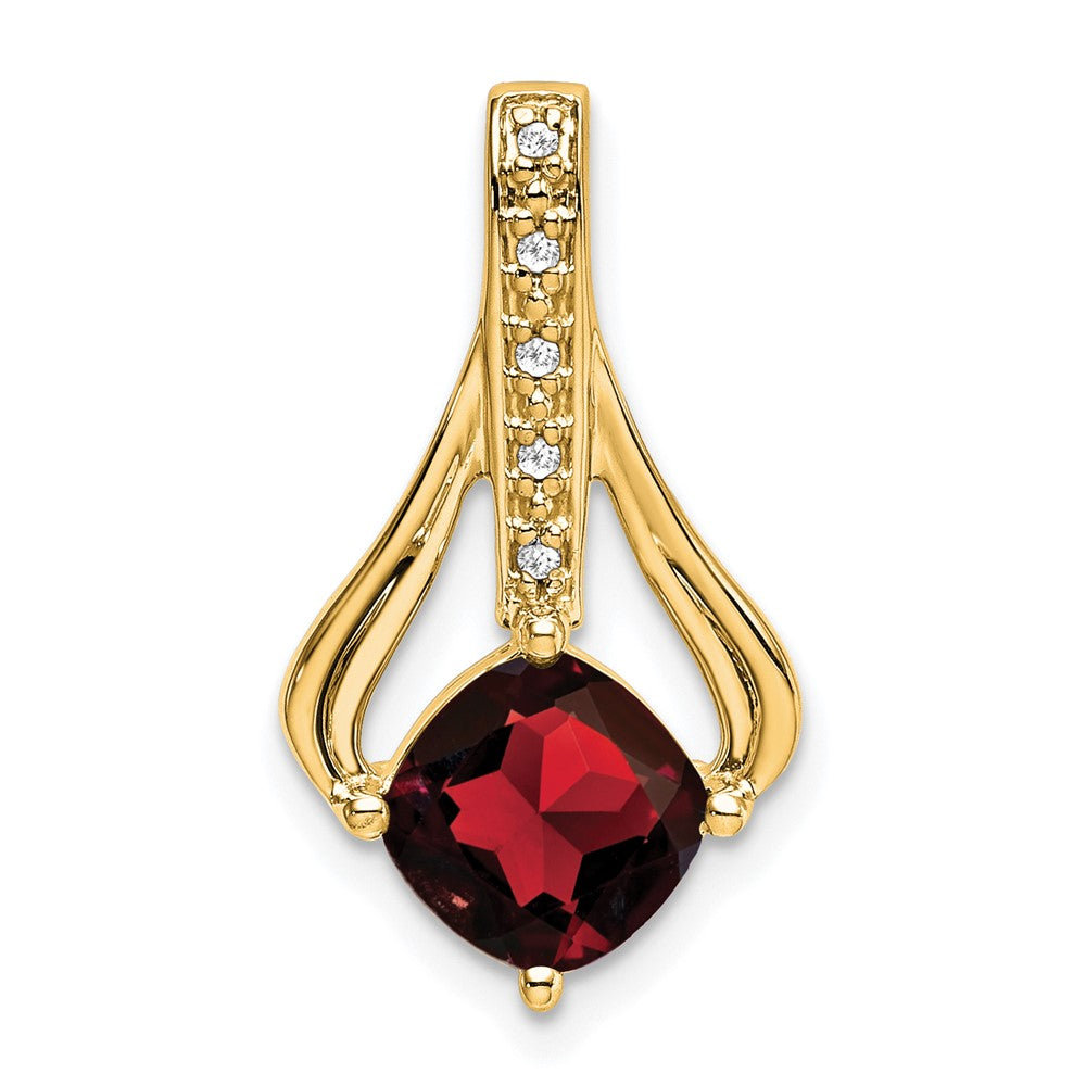 14K Gelbgold Anhänger mit Granat und echten Diamanten