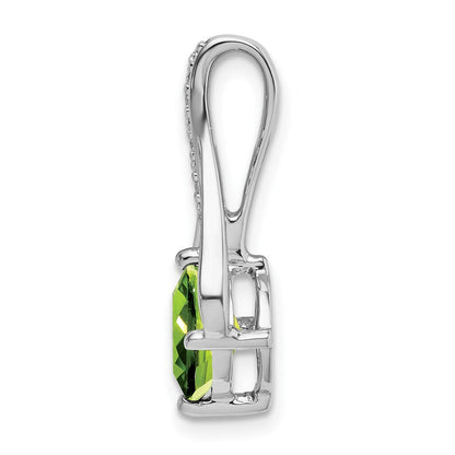 14K Weißgold Anhänger mit Peridot und echten Diamanten