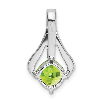 14K Weißgold Anhänger mit Peridot und echten Diamanten