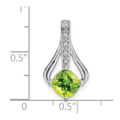 14K Weißgold Anhänger mit Peridot und echten Diamanten
