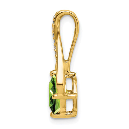 14K Gelbgold Peridot- und Echtdiamant-Anhänger