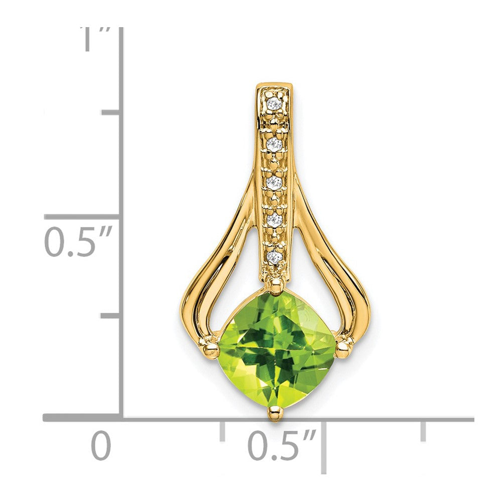 14K Gelbgold Peridot- und Echtdiamant-Anhänger