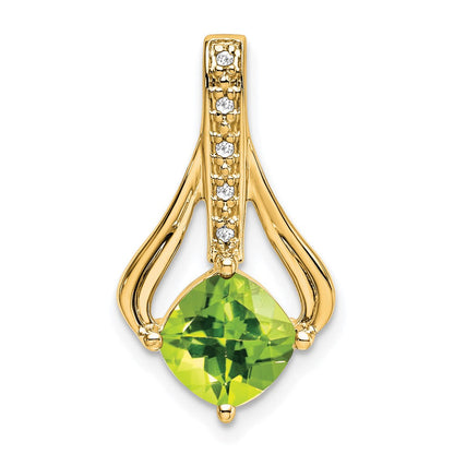 14K Gelbgold Peridot- und Echtdiamant-Anhänger