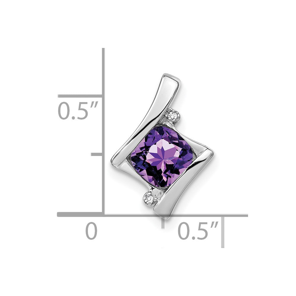 14K Weißgold Amethyst- und Echtdiamant-Anhänger