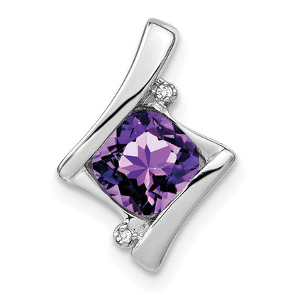 14K Weißgold Amethyst- und Echtdiamant-Anhänger