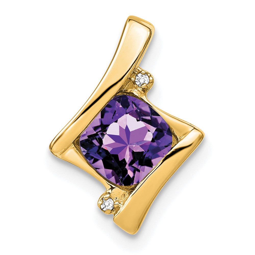 Anhänger aus 10K Gelbgold mit Amethyst und echten Diamanten