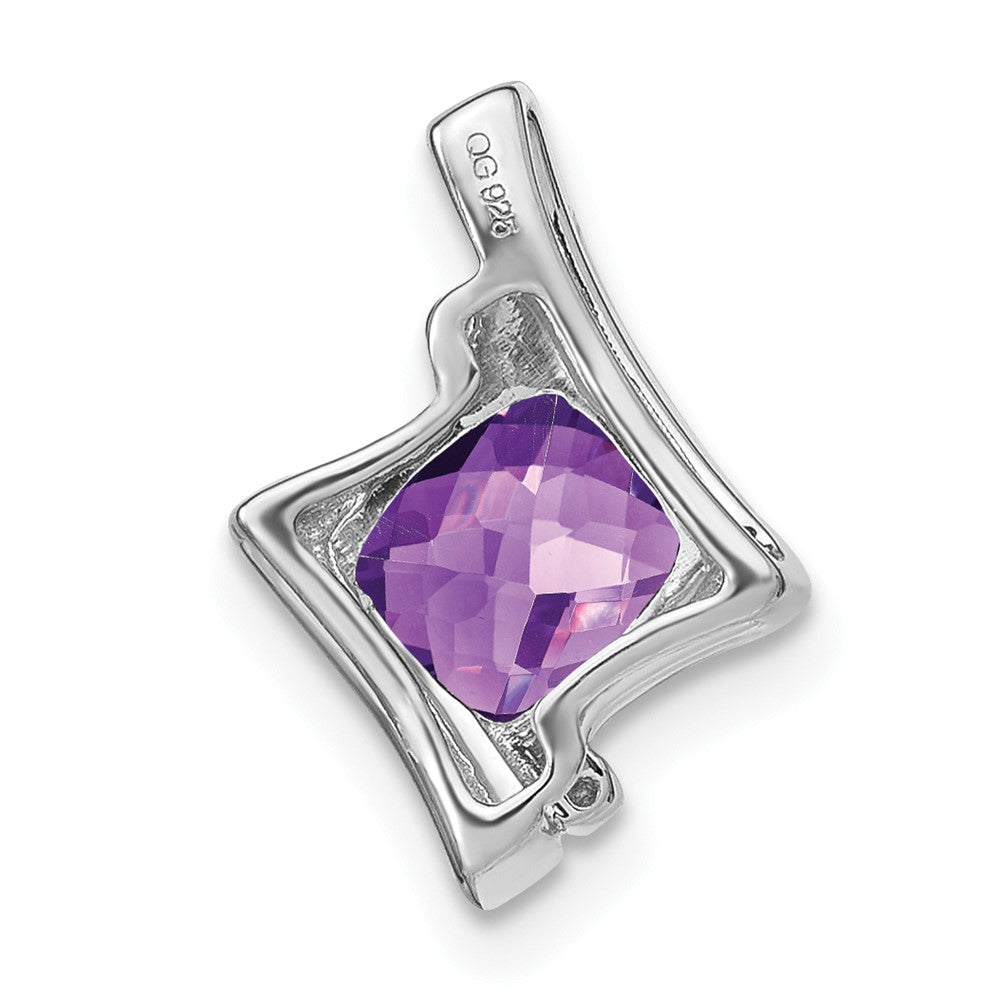 14K Weißgold Amethyst- und Echt-Diamant-Anhänger