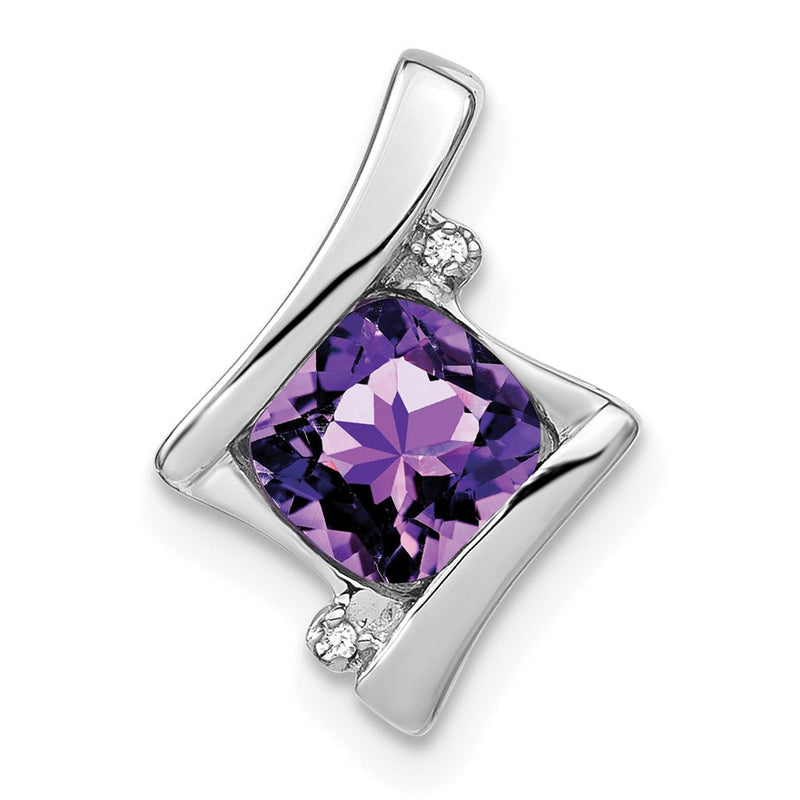 14K Weißgold Amethyst- und Echt-Diamant-Anhänger