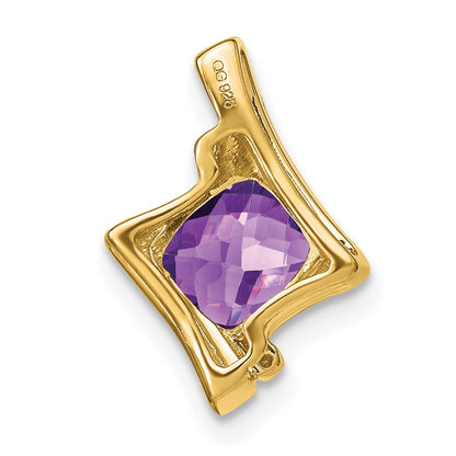 14K Gelbgold Anhänger mit Amethyst und echten Diamanten