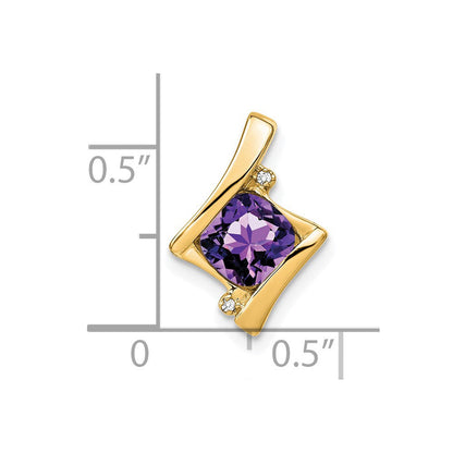 14K Gelbgold Anhänger mit Amethyst und echten Diamanten